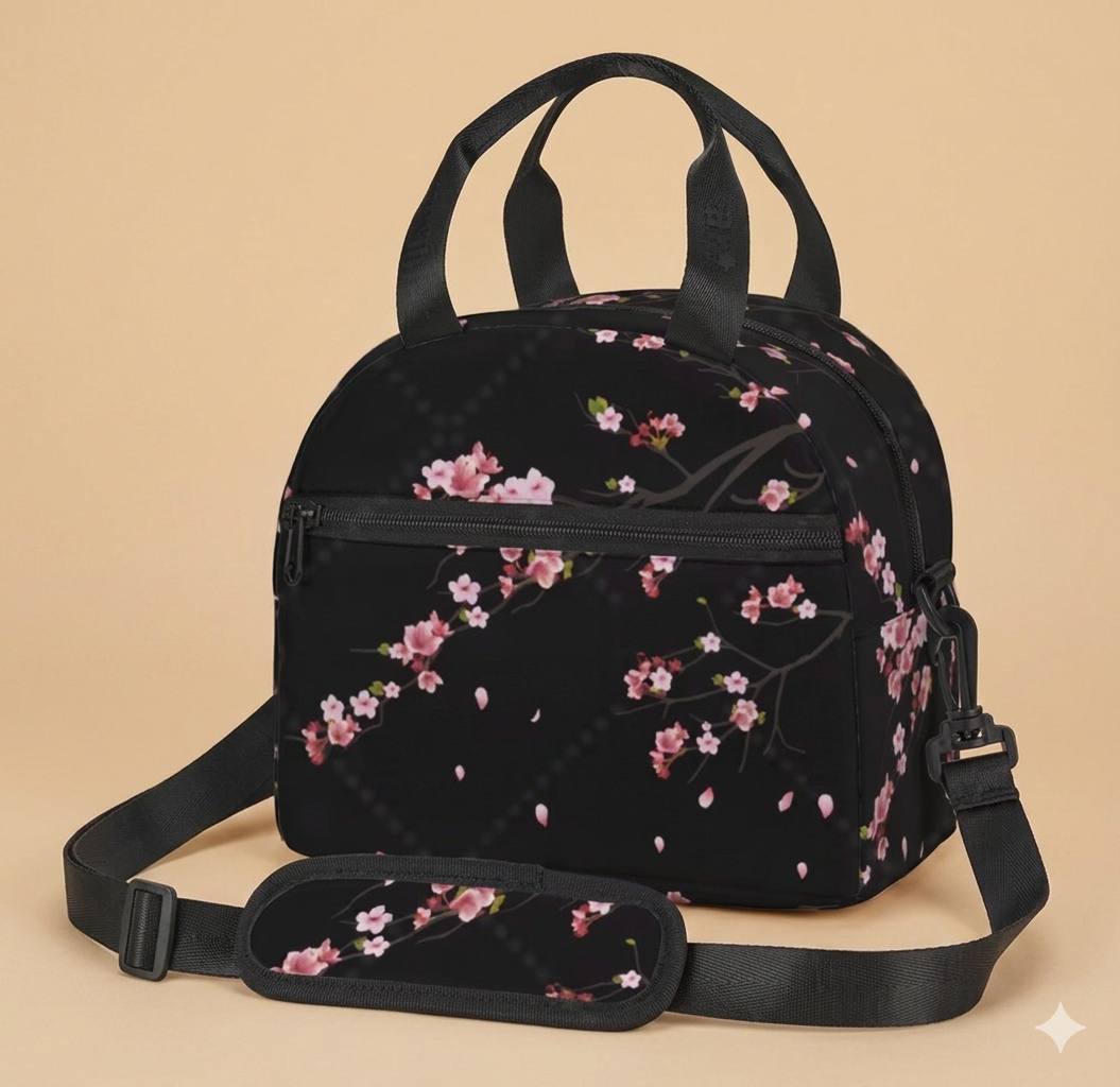 Japanese Sakura for Women Portable Thermal Insulated Lunch Box Picnic Multifunction Food Tote